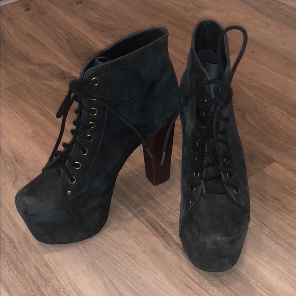 Jeffrey Campbell Distressed Black Lita Booties